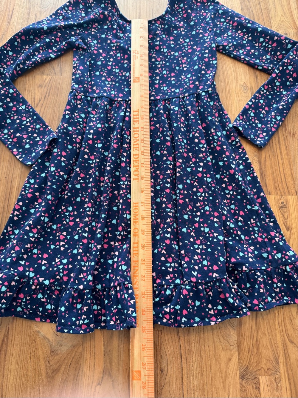 Crewcuts Hearts Dress Girls Size 12 Navy Long Sleeve - Picture 7 of 10